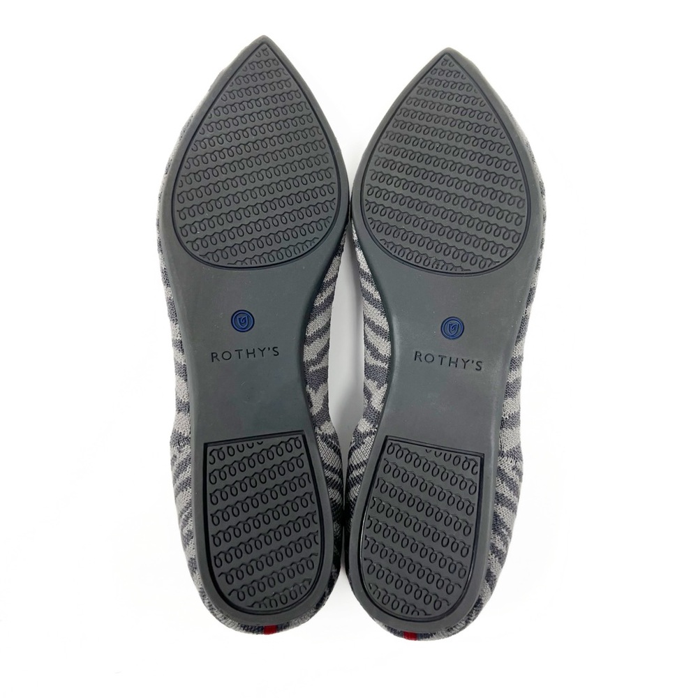 SOLD! Rothy's Retired The Point Grey Zebra Shoes Slip On Ballet Flats Womens 9.5 - Picture 11 of 13